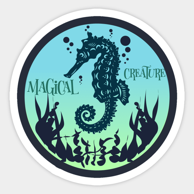 The sea once it casts its spell,  holds one in its net of wonder. Seahorse magic. Sticker by Your_wardrobe